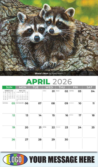 2026 Business Advertising Calendar - Wildlife Art - Where's Mom by Karla Mann - April