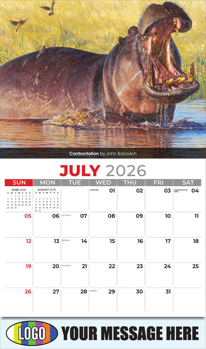 2026 Business Promo Calendar - Wildlife Art - Confrontation by John Banovich - July