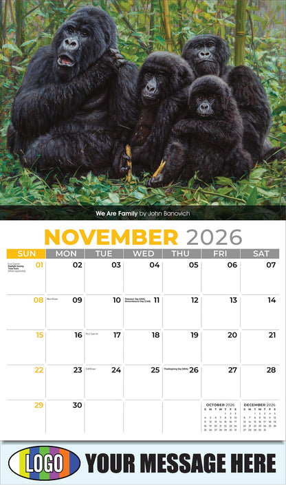 2026 Business Promotion Calendar - Wildlife Art - We Are Family by John Banovich - November