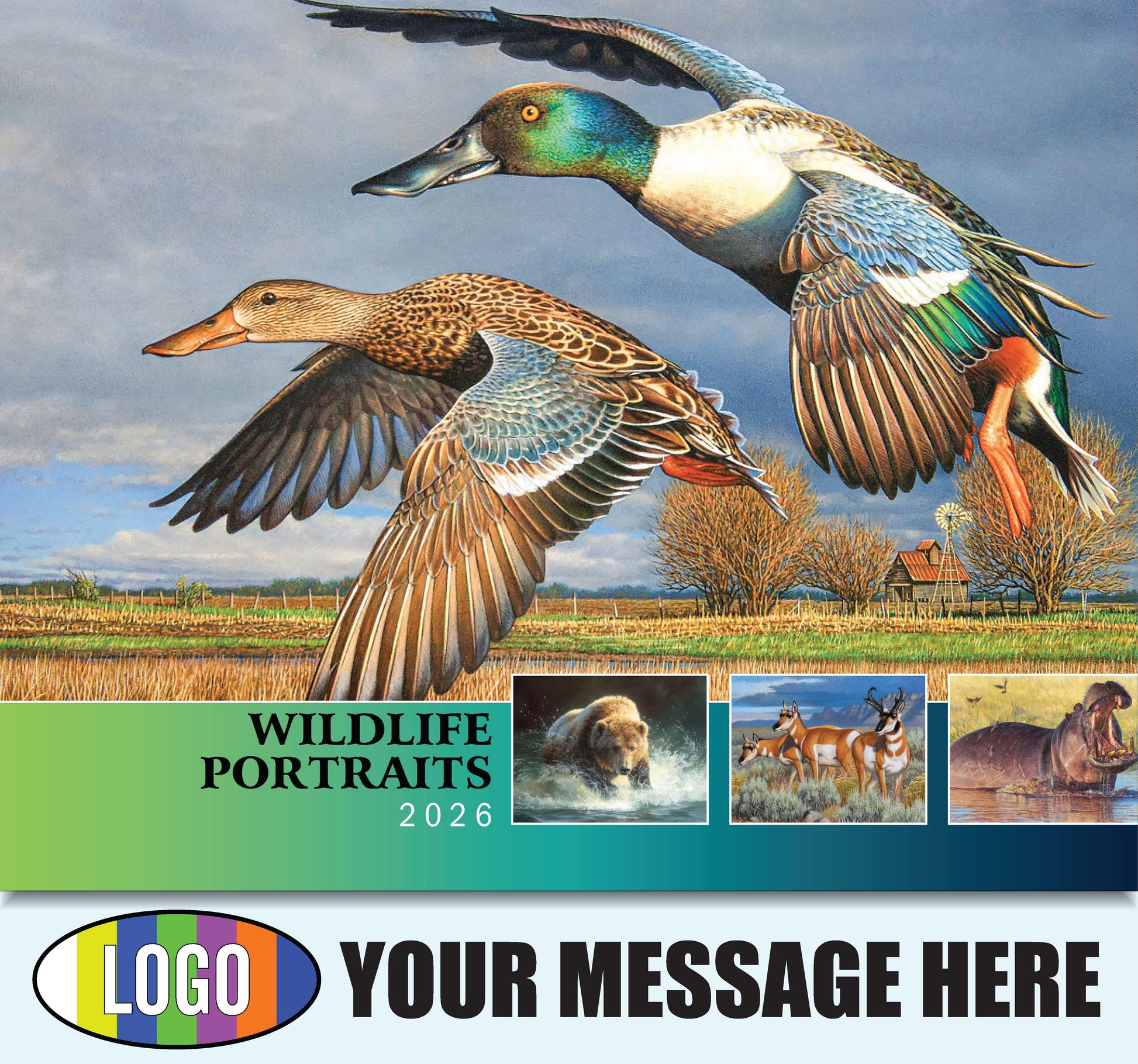 2026 Business Advertising Calendar - Wildlife Art - Printed with your Logo, Name and message