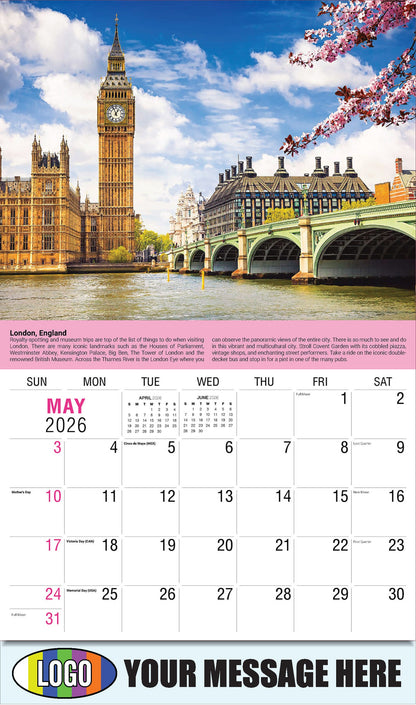 2026 Business Advertising Calendar - World Travel Destinations  - May - London, England 