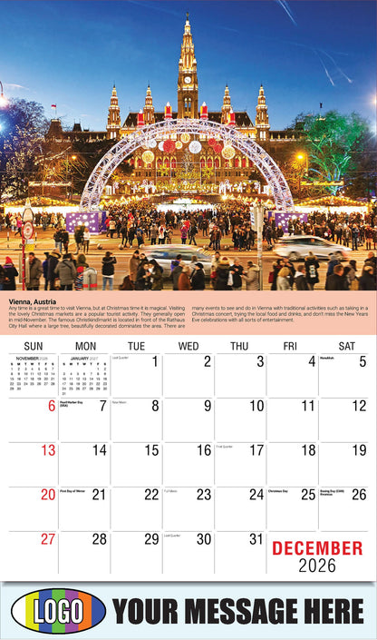 2026 Business Promotion Calendar - World Travel Destinations  - December - Vienna, Austria