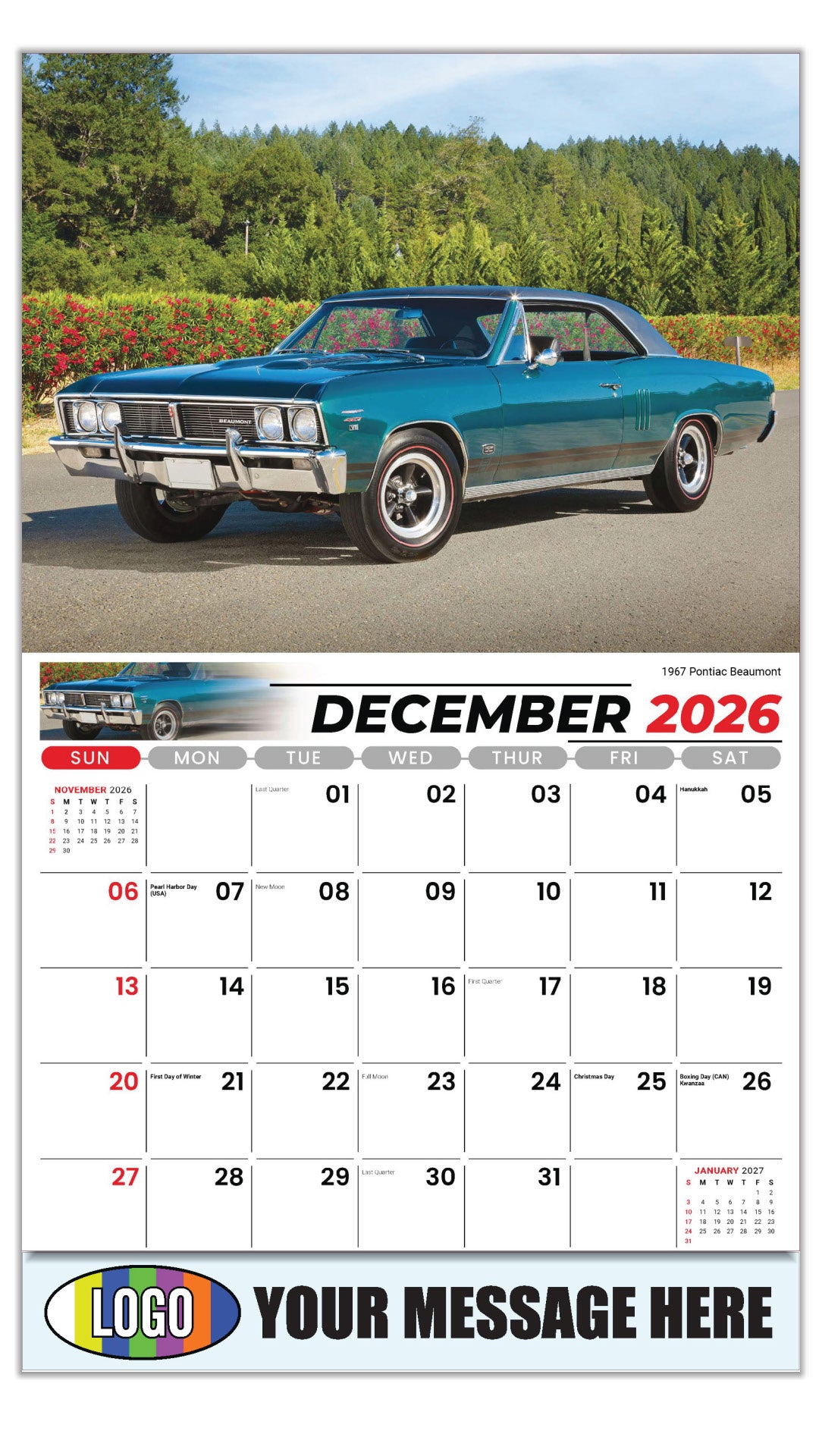 2027 Business Promotional Calendar - GM Classics - 1967 Pontiac Beaumont - December_a