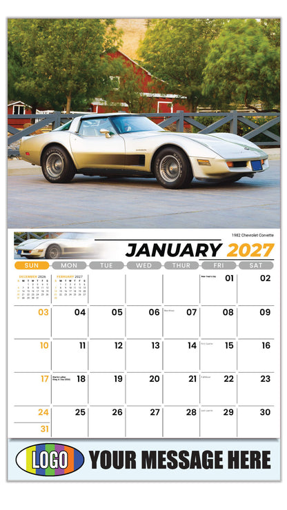 2027 Business Promotional Calendar - GM Classics - 1982 Chevrolet Corvette - January