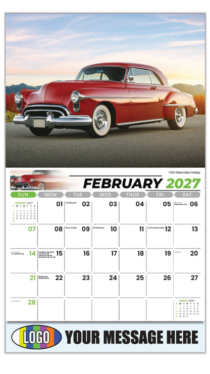 2027 Business Promotional Calendar - GM Classics - 1950 Oldsmobile Holiday - February