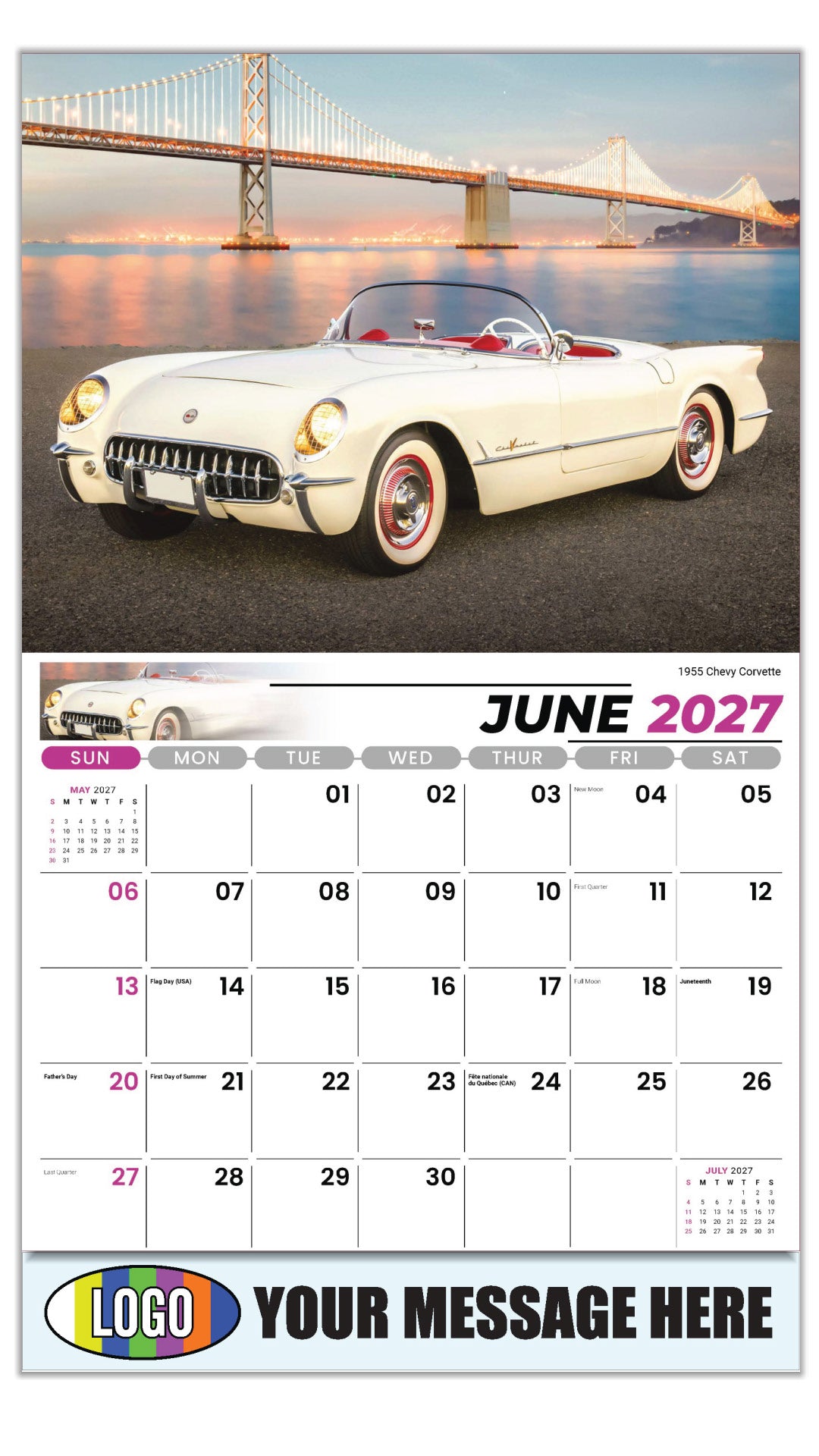 2027 Business Advertising Calendar - GM Classics - 1956 Pontiac Catalina - June