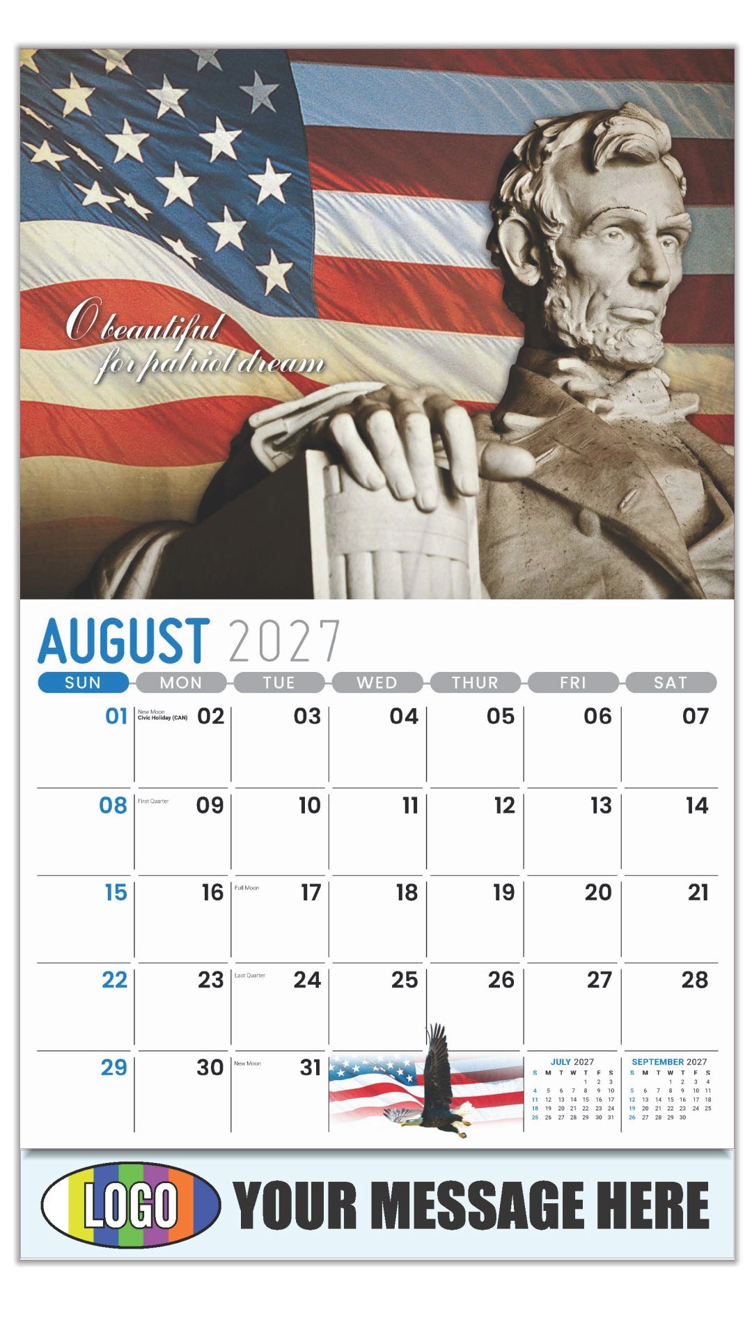 2027 Business Promo Calendar - America the Beautiful  - August