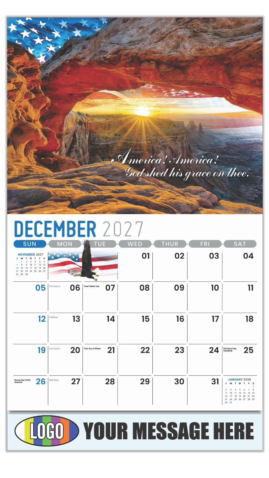 2027 Business Promotion Calendar - America the Beautiful  - December