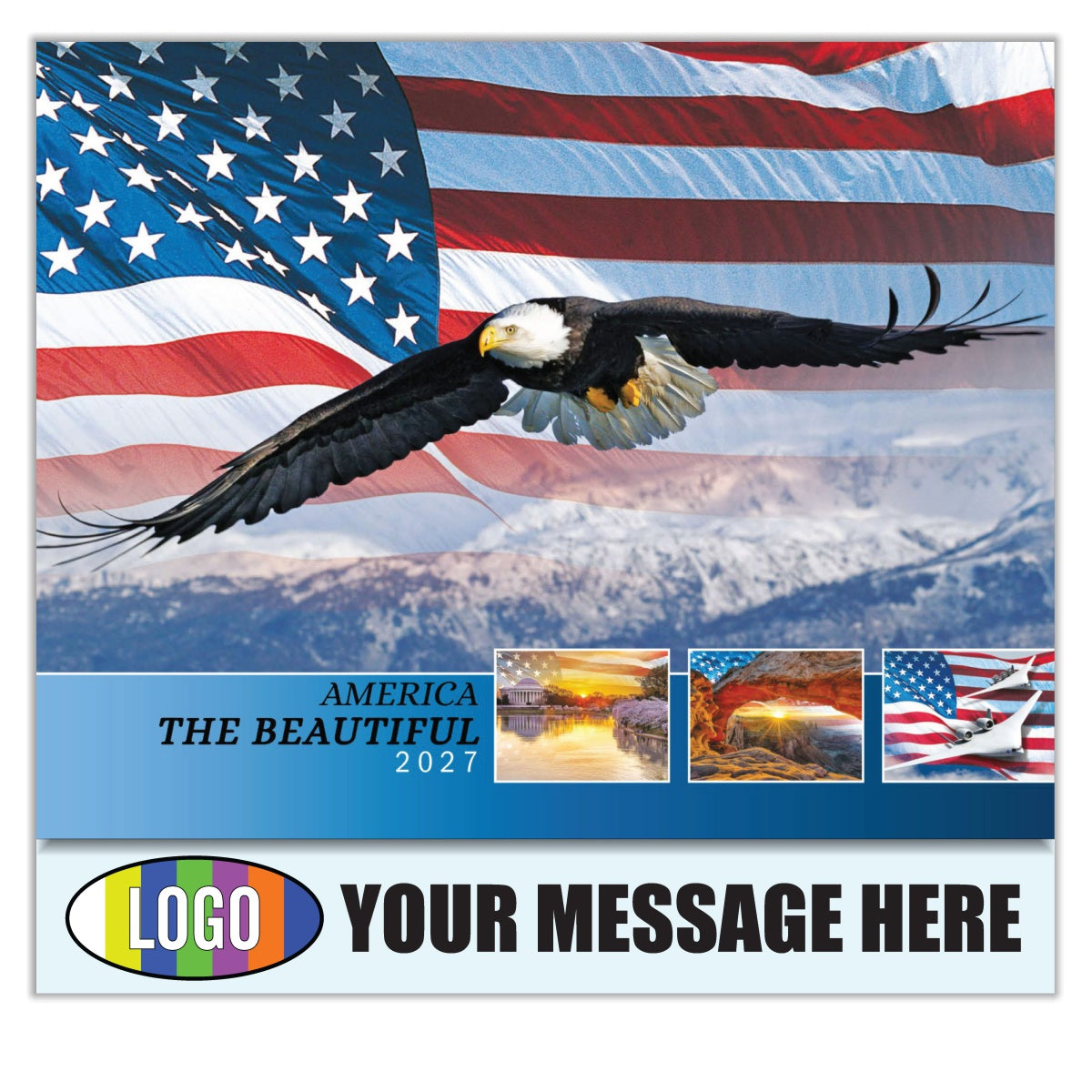 2027 Business Promo Calendar - America the Beautiful  - Printed with your Logo, Name and message