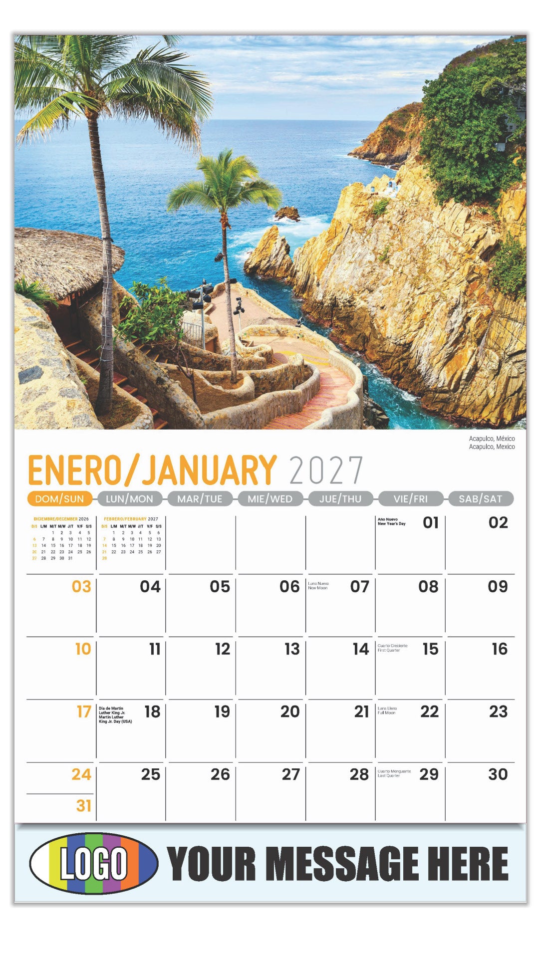 2027 Business Promotional Calendar - Latin America Scenic  - Acapulco, Mexico
Acapulco, México - January