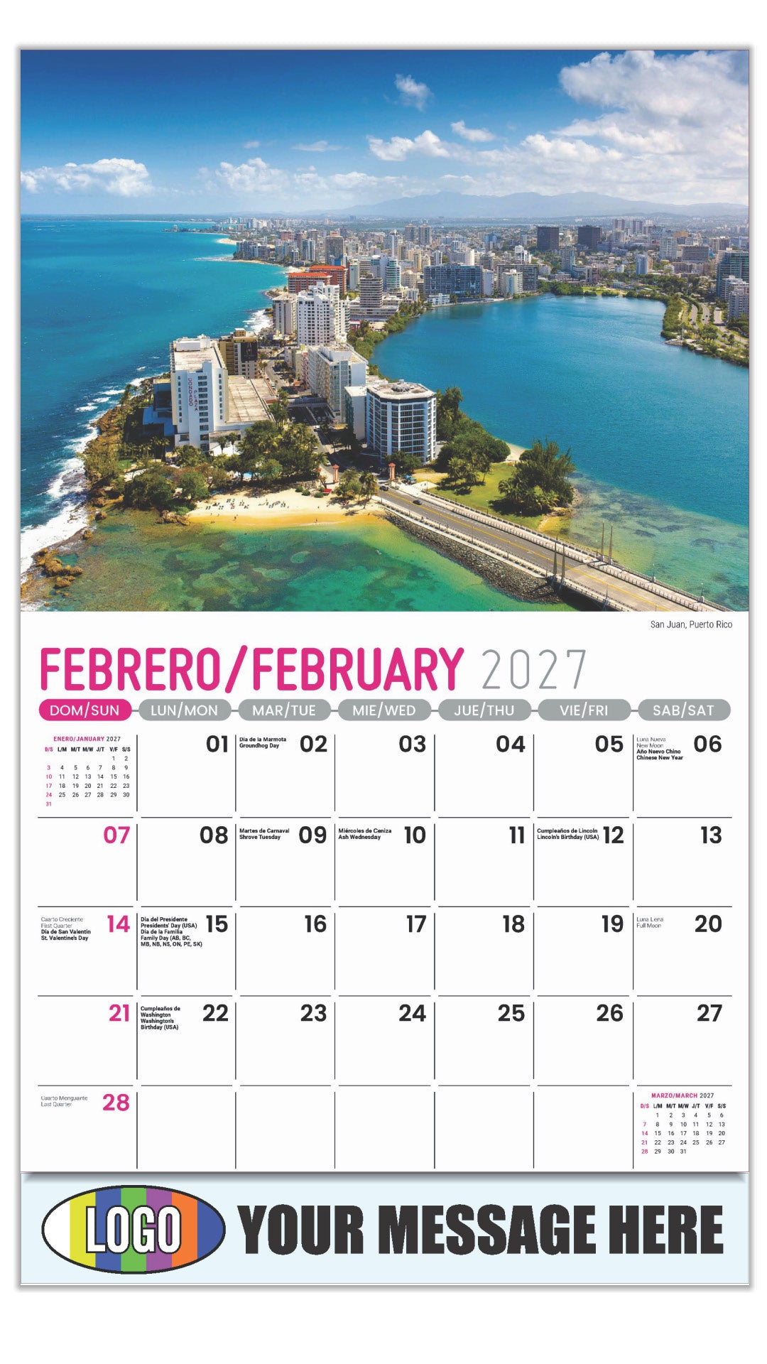 2027 Business Promotional Calendar - Latin America Scenic  - San Juan, Puerto Rico - February
