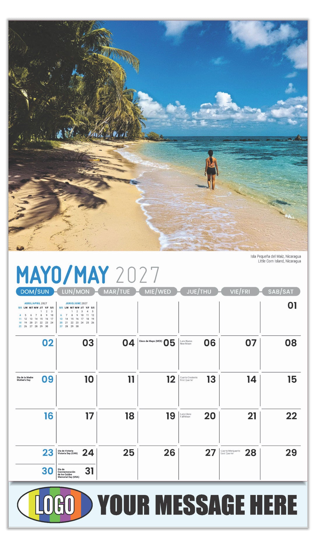 2027 Business Advertising Calendar - Latin America Scenic  - Little Corn Island, Nicaragua
Isla Pequeña del Maíz, Nicaragua - May