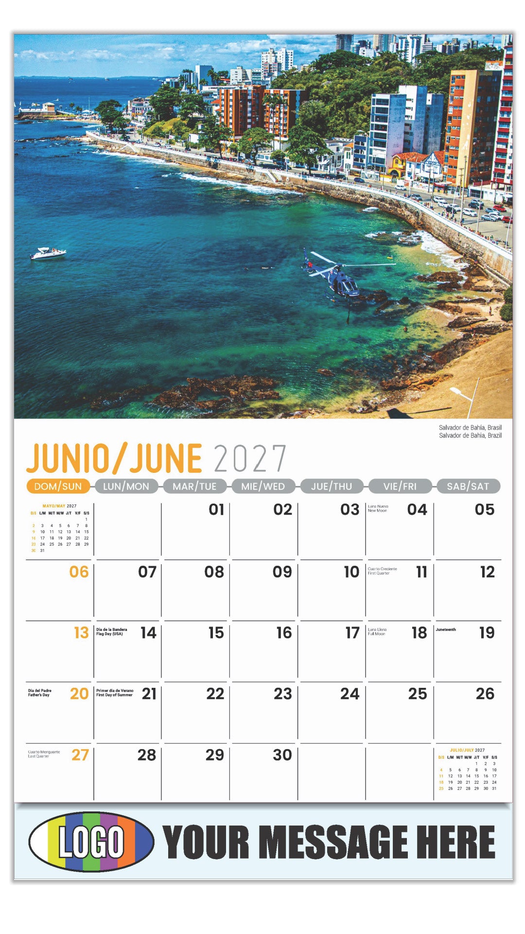 2027 Business Advertising Calendar - Latin America Scenic  - Salvador de Bahia, Brazil
Salvador de Bahía, Brasil  - June