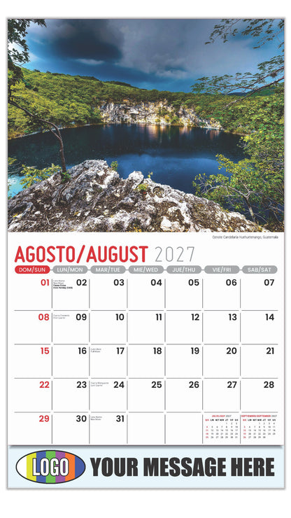 2027 Business Advertising Calendar - Latin America Scenic  - Cenote Candelaria Huehuetenango, Guatemala - August