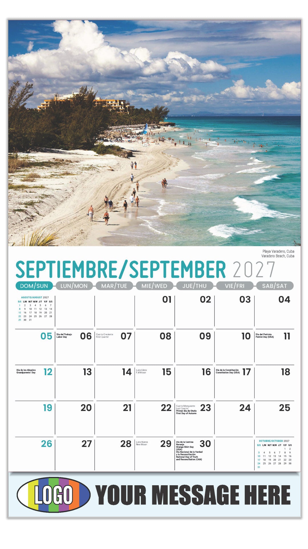 2027 Business Advertising Calendar - Latin America Scenic  - Varadero Beach, Cuba
Playa Varadero, Cuba - September