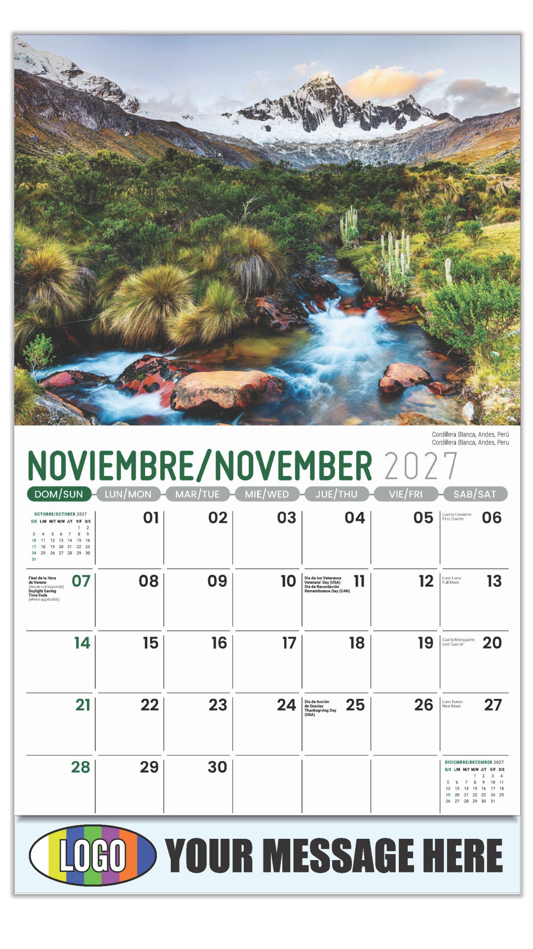 2027 Business Promotion Calendar - Latin America Scenic  - Cordillera Blanca, Andes, Peru
Cordillera Blanca, Andes, Perú - November
