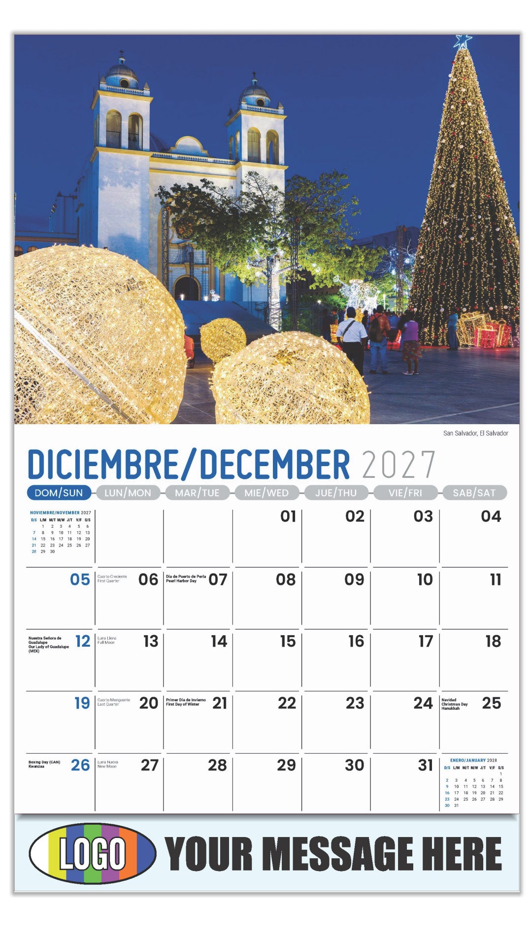 2027 Business Promotion Calendar - Latin America Scenic  - San Salvador, El Salvador - December