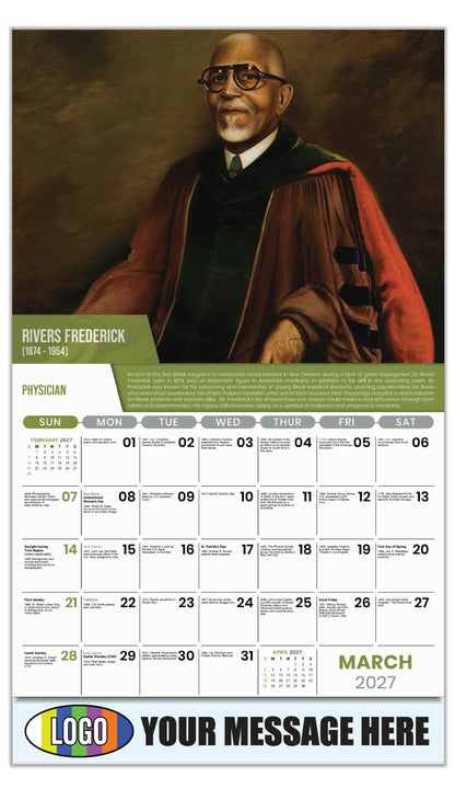 2027 Business Promotional Calendar - Black History - Rivers Frederick by Franco Ruggiero - March