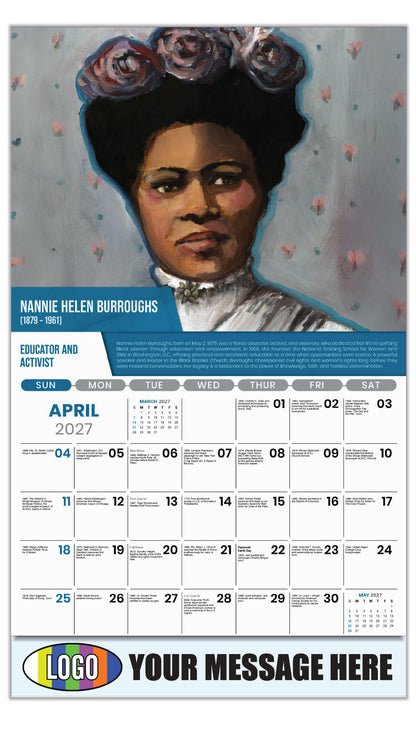 2027 Business Advertising Calendar - Black History - Nannie Helen Burroughs by Allison Adams - April
