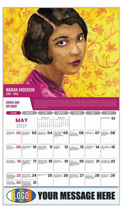 2027 Business Advertising Calendar - Black History - Marian Anderson by Allison Adams - May