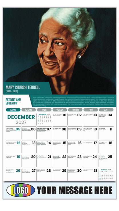2027 Business Promotion Calendar - Black History - Mary Church Terrell by Betsy Graves Reyneau - December