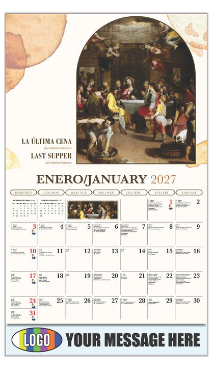 2027 Business Promotional Calendar - Catholic Inspirations bilingual - La Última Cena por Federico Barocci - January