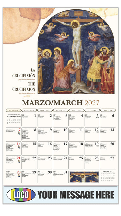 2027 Business Promotional Calendar - Catholic Inspirations bilingual - La Crucifixión por Giotto di Bondone - March