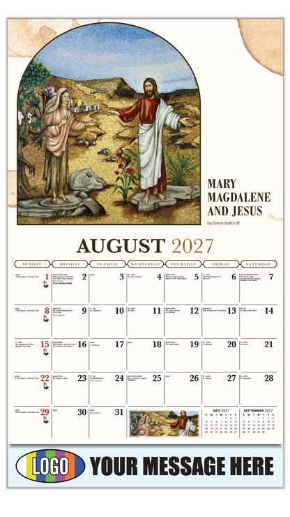 2027 Business Promo Calendar - Catholic Inspirations - Mary Magdalene and Jesus by Dave Bartruff - August