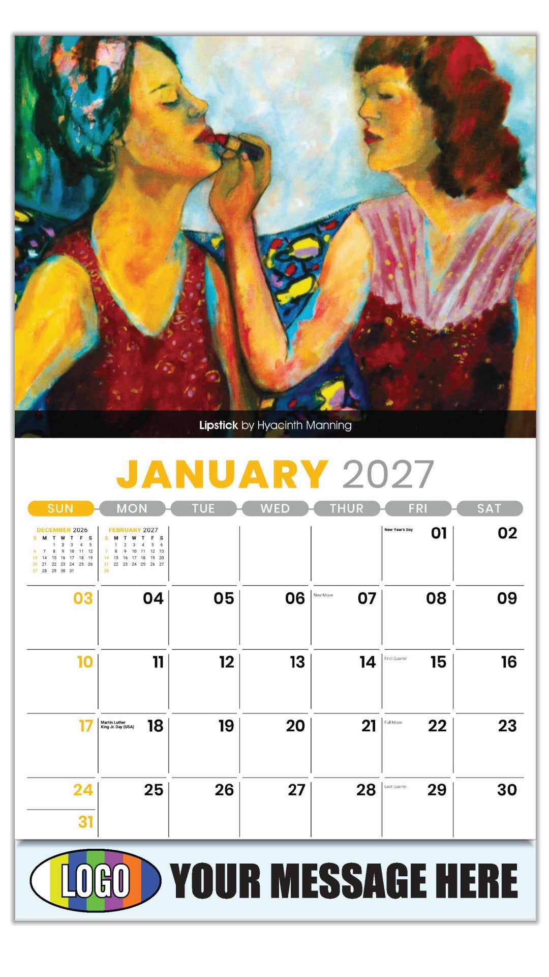 2027 Business Promotional Calendar - Celebration of African American Art - Lipstick by Hyacinth Manning - January