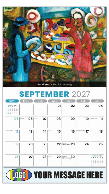 2027 Business Promo Calendar - Celebration of African American Art - Hat Market by Hyacinth Manning - September