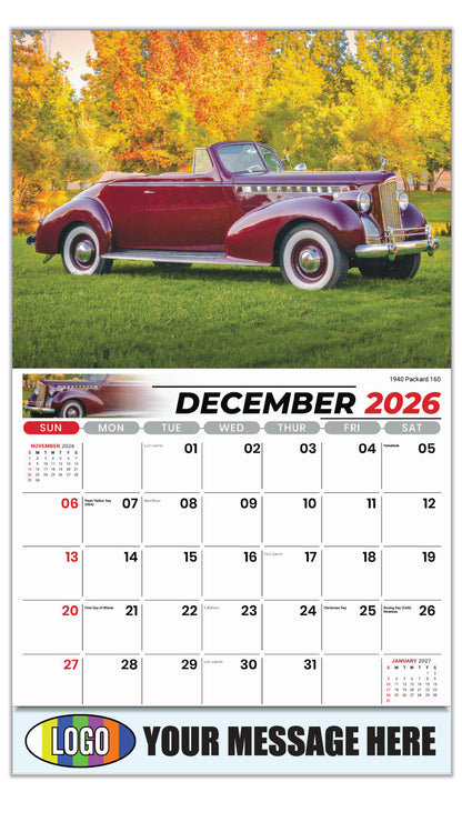 2027 Business Promotional Calendar - Classic Cars - 1940 Packard 160 - December_a
