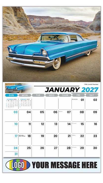 2027 Business Promotional Calendar - Classic Cars - 1956 Lincoln Premiere - January