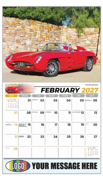 2027 Business Promotional Calendar - Classic Cars - 1955 Mercedes-Benz - February