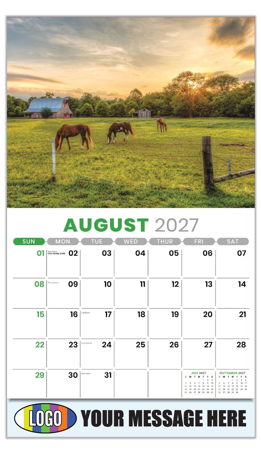 2027 Business Promo Calendar - Country Spirit - August