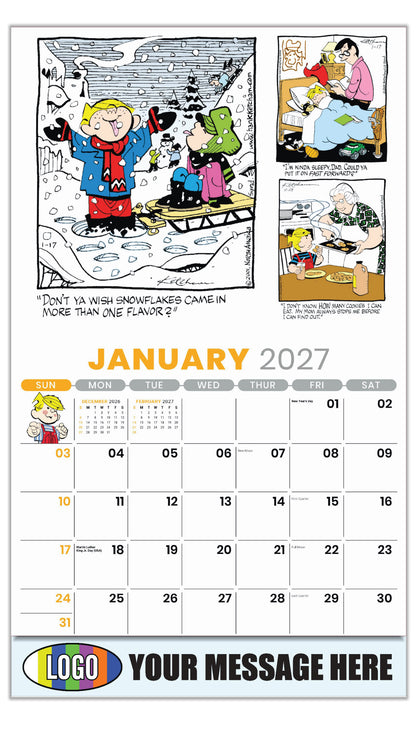 2027 Business Promotional Calendar - January - Dennis the Menace - ComicArt