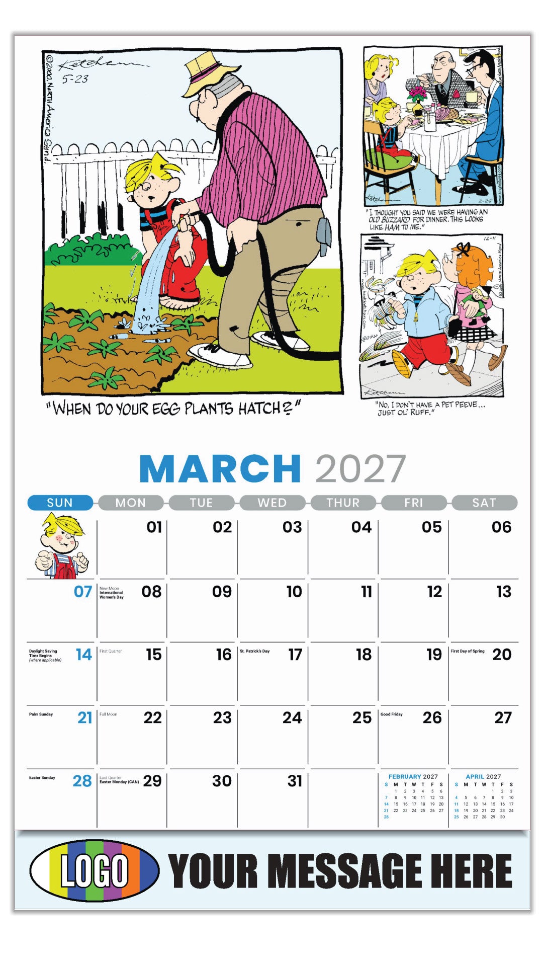 2027 Business Promotional Calendar - March - Dennis the Menace - ComicArt