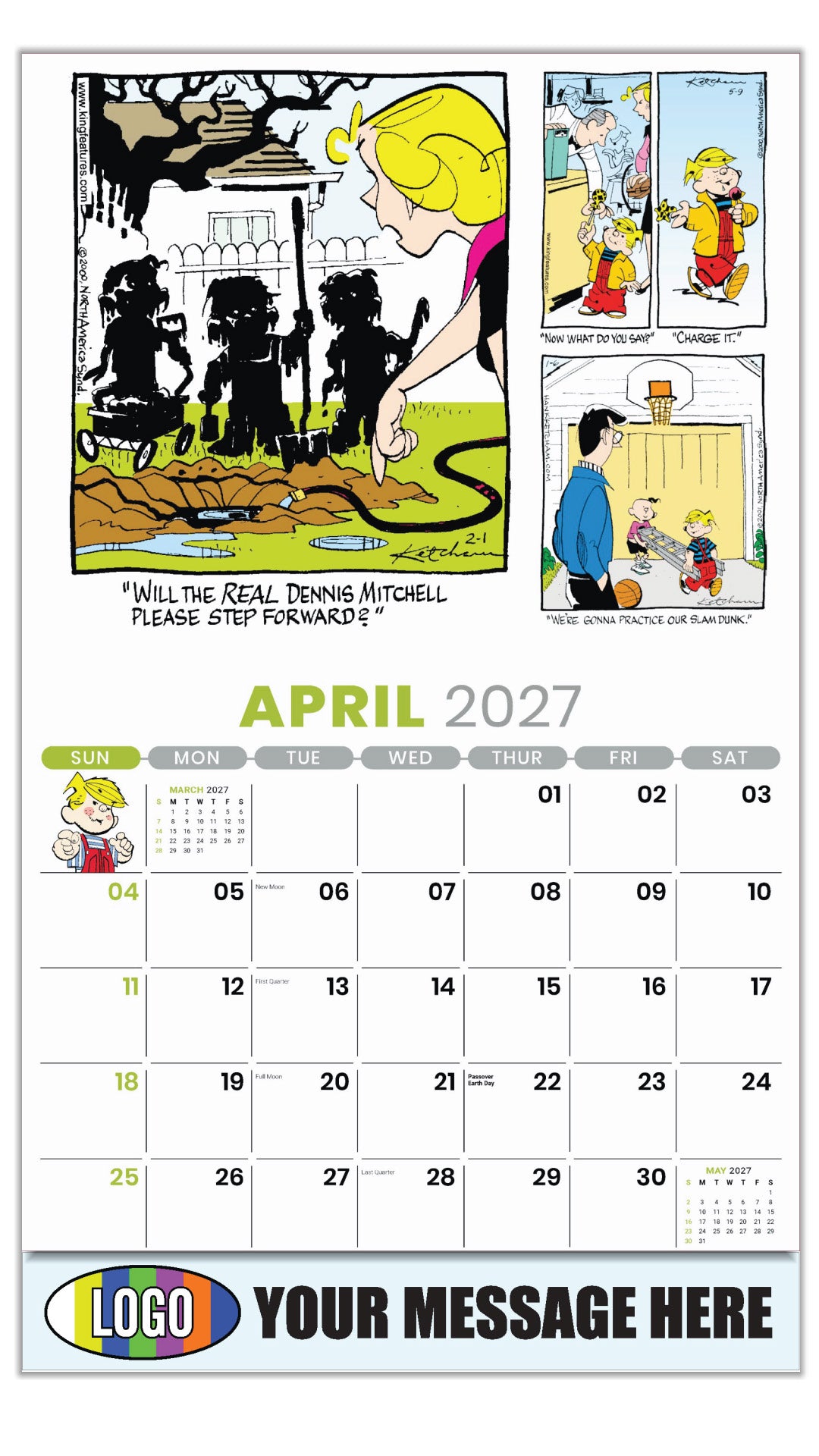 2027 Business Advertising Calendar - April - Dennis the Menace - ComicArt