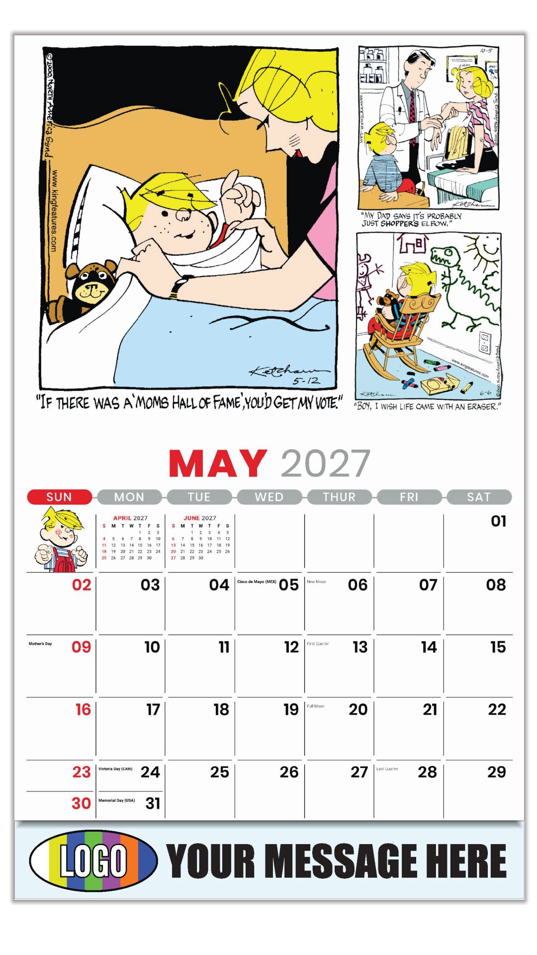 2027 Business Advertising Calendar - May - Dennis the Menace - ComicArt
