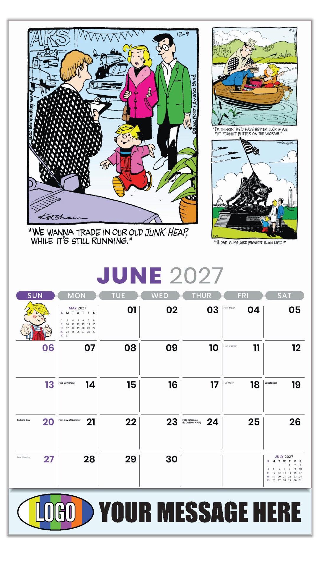 2027 Business Advertising Calendar - June - Dennis the Menace - ComicArt