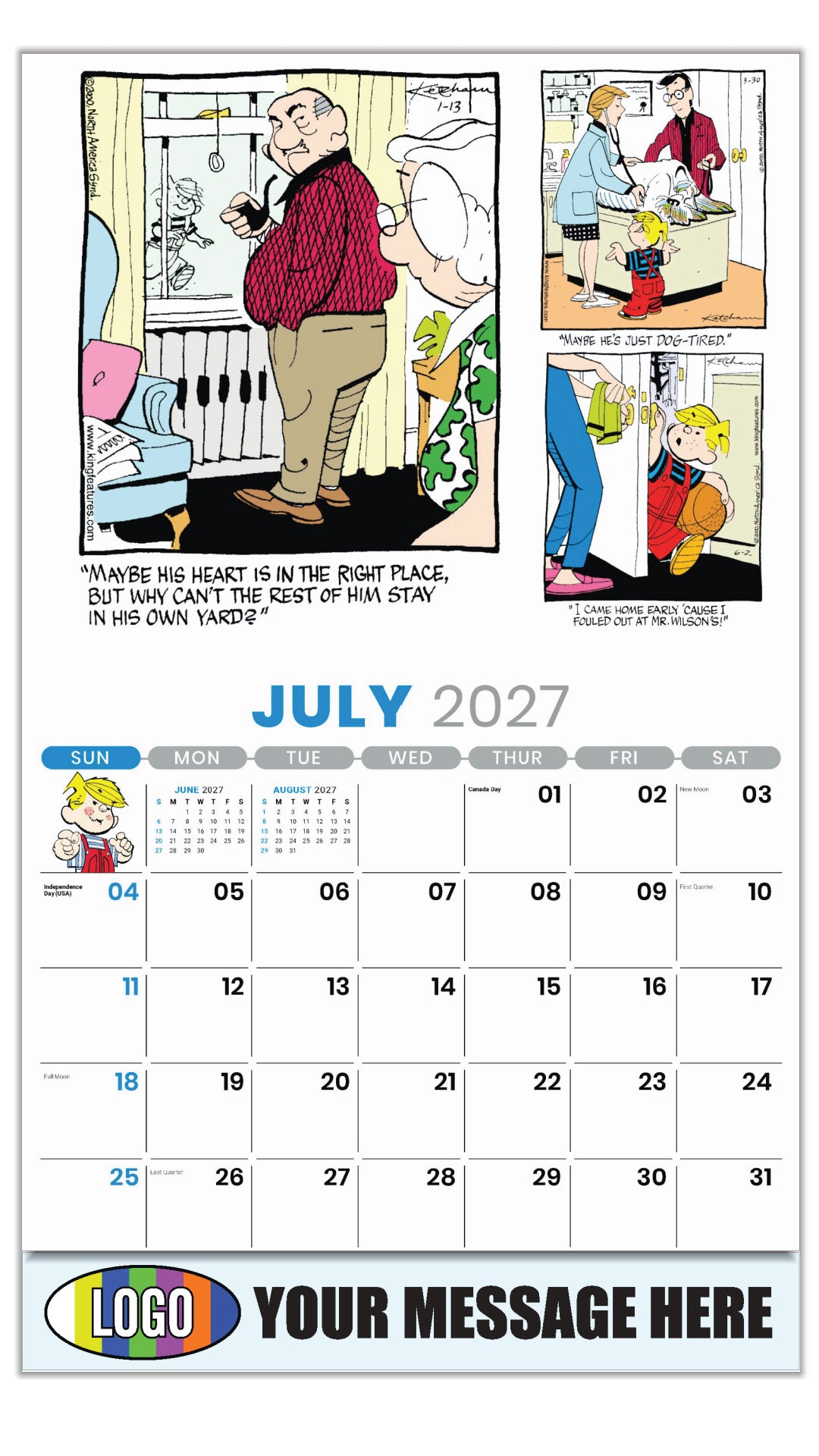 2027 Business Promo Calendar - July - Dennis the Menace - ComicArt