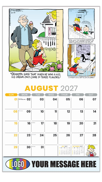 2027 Business Promo Calendar - August - Dennis the Menace - ComicArt