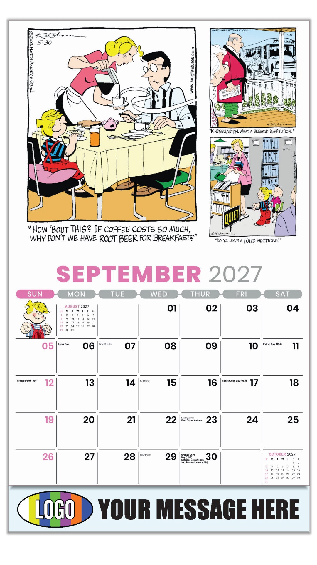 2027 Business Promo Calendar - September - Dennis the Menace - ComicArt