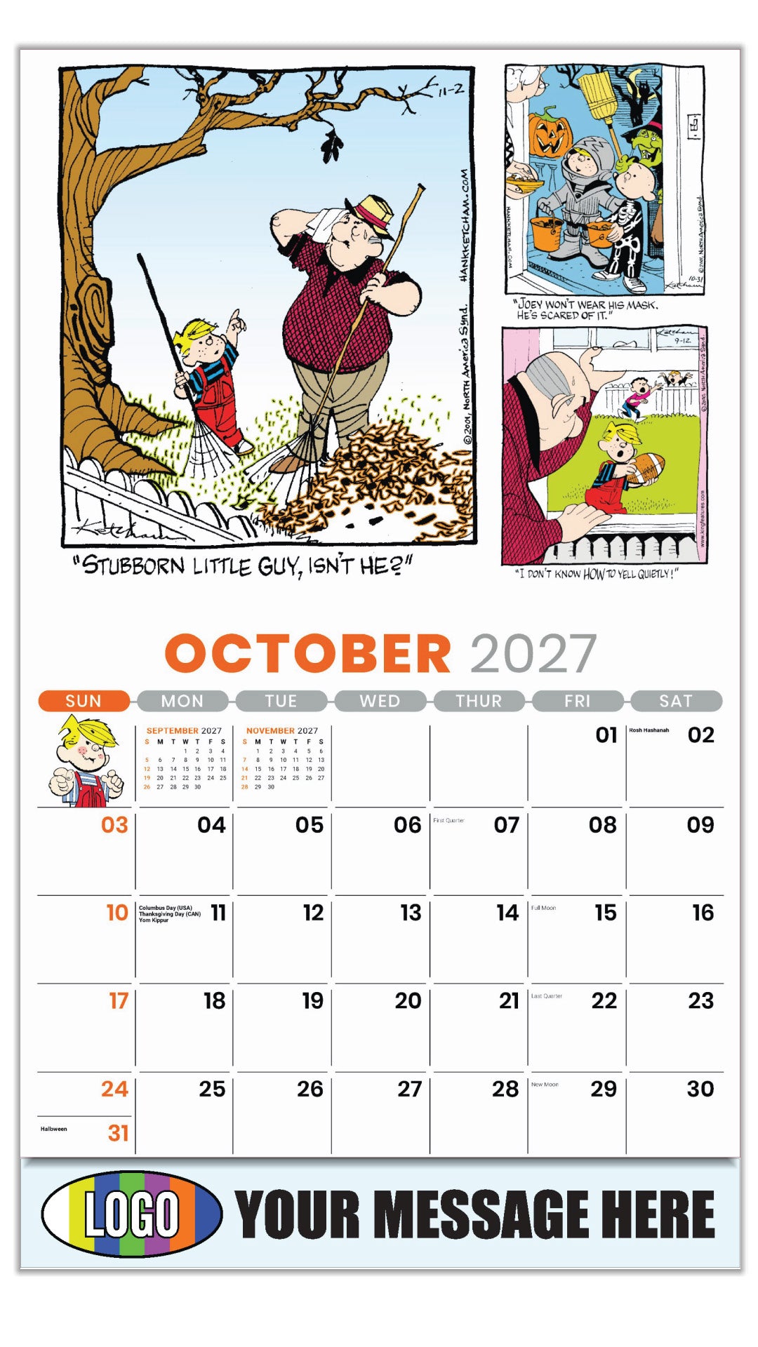 2027 Business Promotion Calendar - October - Dennis the Menace - ComicArt