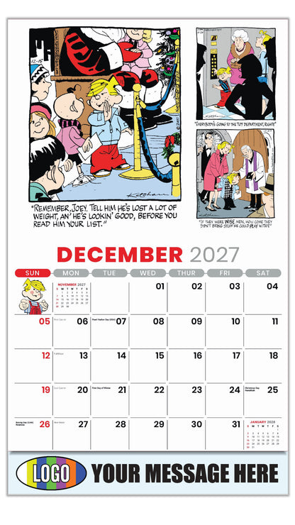 2027 Business Promotion Calendar - December - Dennis the Menace - ComicArt