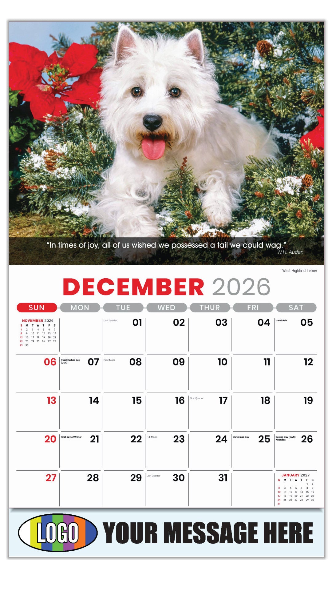 2027 Business Promotional Calendar - Dogs - December_a - West Highland Terrier