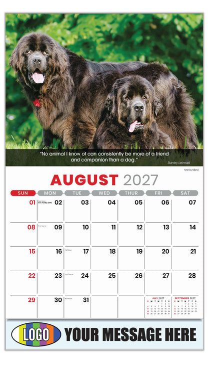 2027 Business Promo Calendar - Dogs - August - Newfoundland