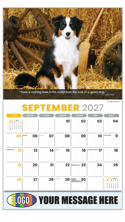 2027 Business Promo Calendar - Dogs - September -  Australian Shepherd