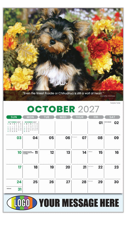 2027 Business Promotion Calendar - Dogs - October - Yorkshire Terrier 