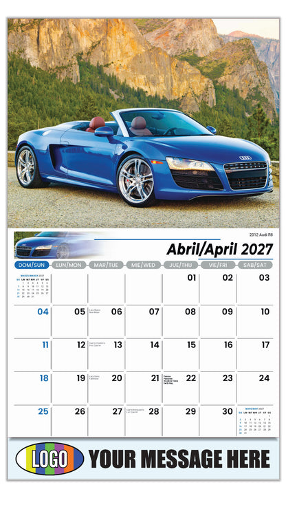 2027 Business Advertising Calendar - Exotic Cars Bilingual - April - 2012 Audi R8
