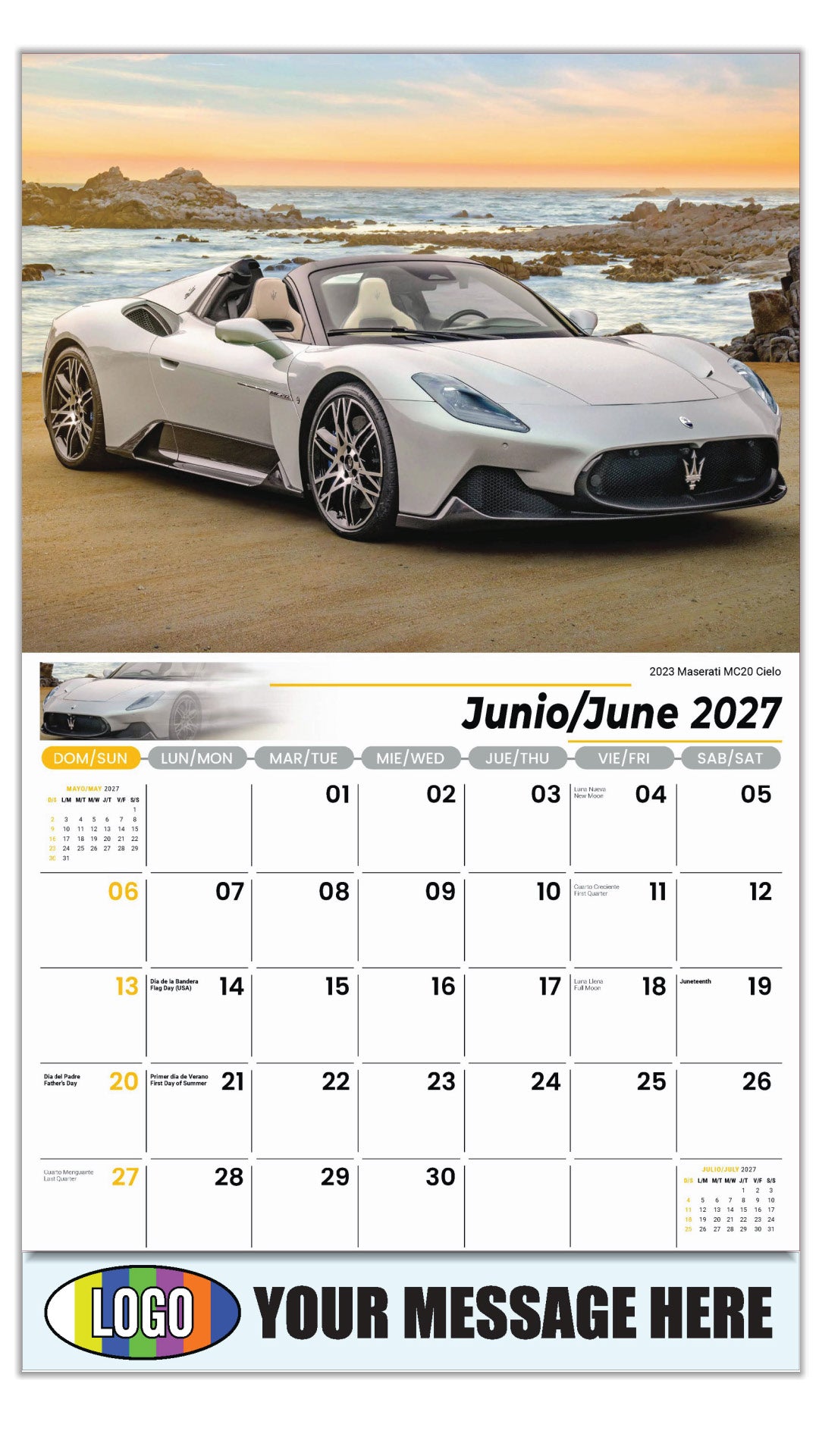2027 Business Advertising Calendar - Exotic Cars Bilingual - June - 2023 Maserati MC20 Cielo